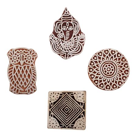 Set of 4 Piece New Mix Wooden Printing Blocks